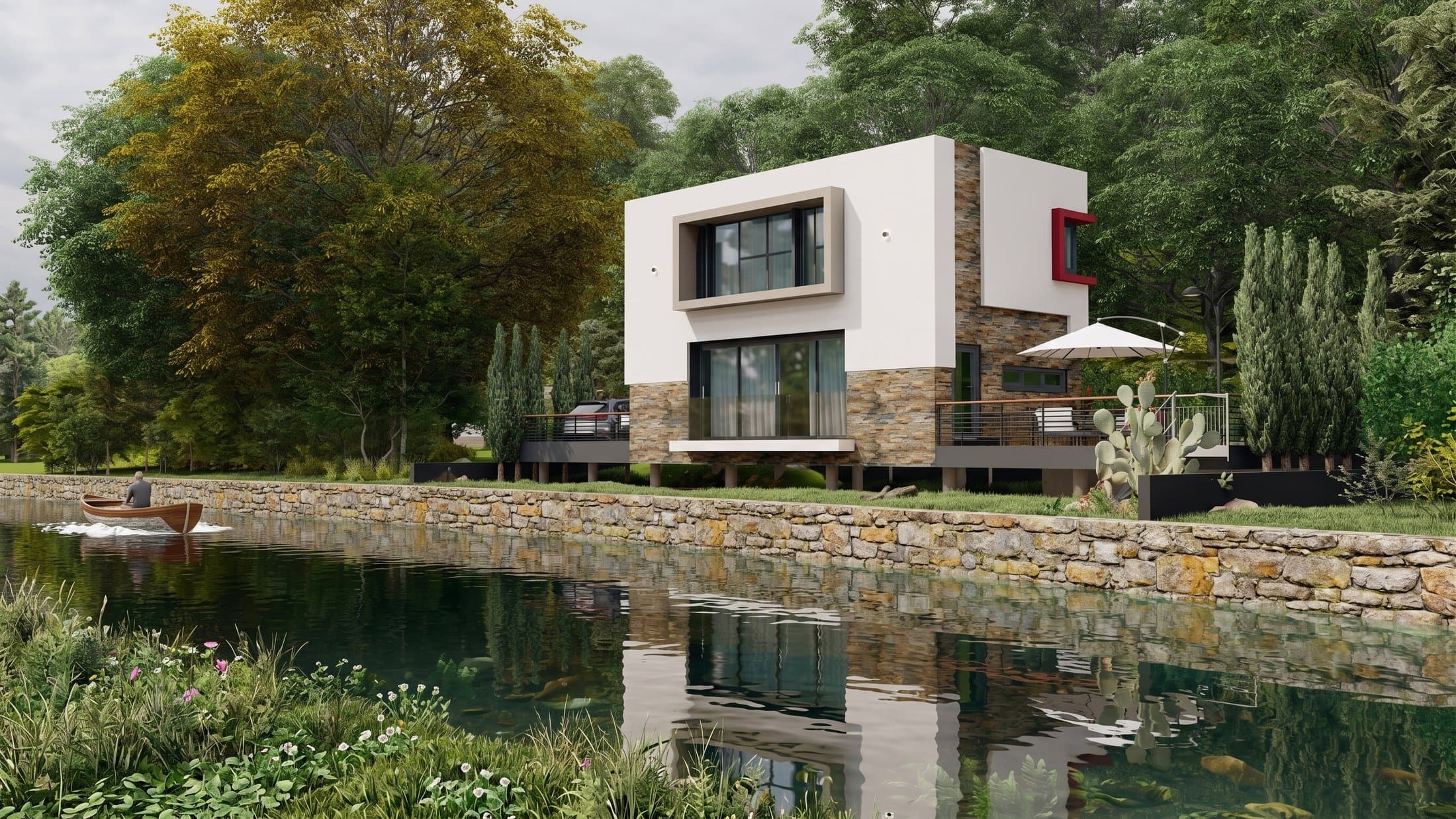 Villa ZR — façade sur le cours d'eau