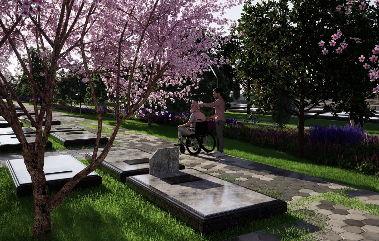 Allées accessibles PMR au cœur du jardin paysager